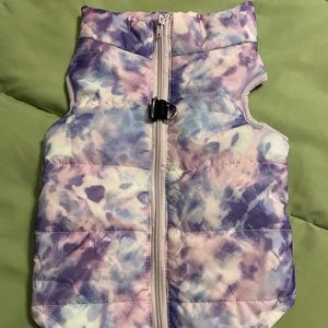 Pink and Purple Tie Dye Dog Puffer Jacket.